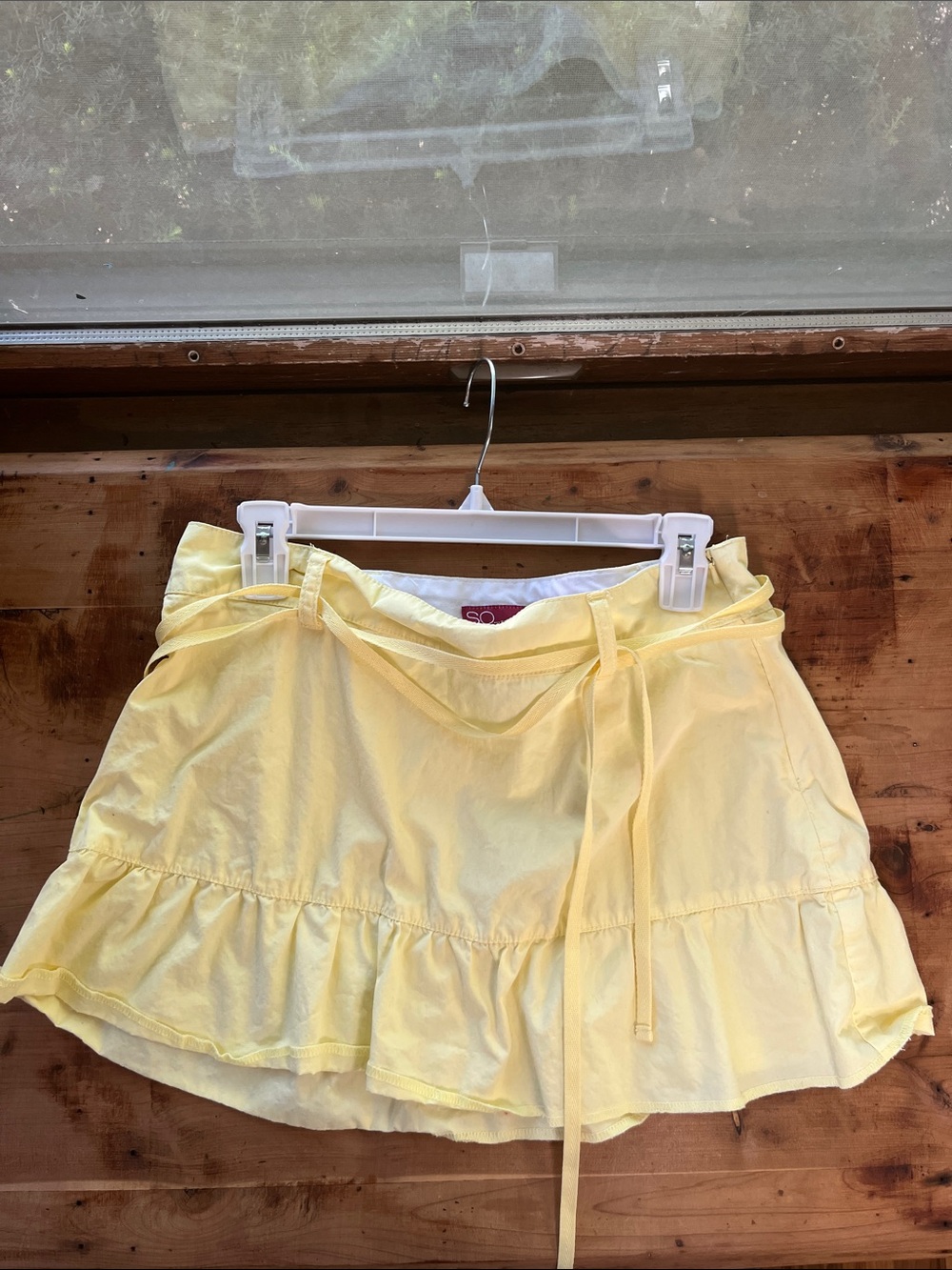 SO Yellow Mini Skirt with ties Size 9 Like New